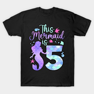 Kids This Mermaid is 5 Birthday Girls Mermaid T-Shirt